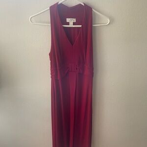 LOFT Sleeveless V-Neck Midi Dress in Burgundy